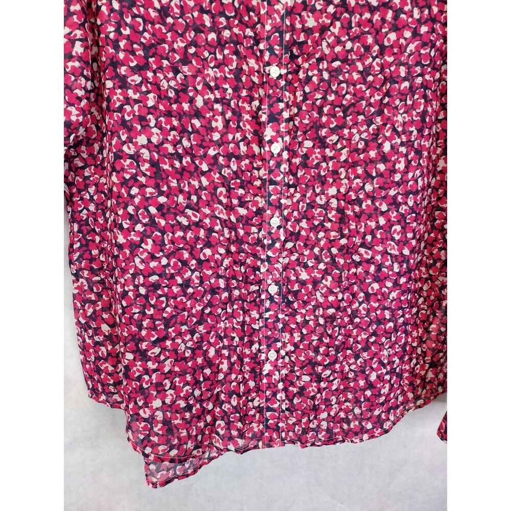 Gant Button Up Shirt Blouse Women's 12 Silk Cotton Pink Floral Collared Preppy - Picture 5 of 15